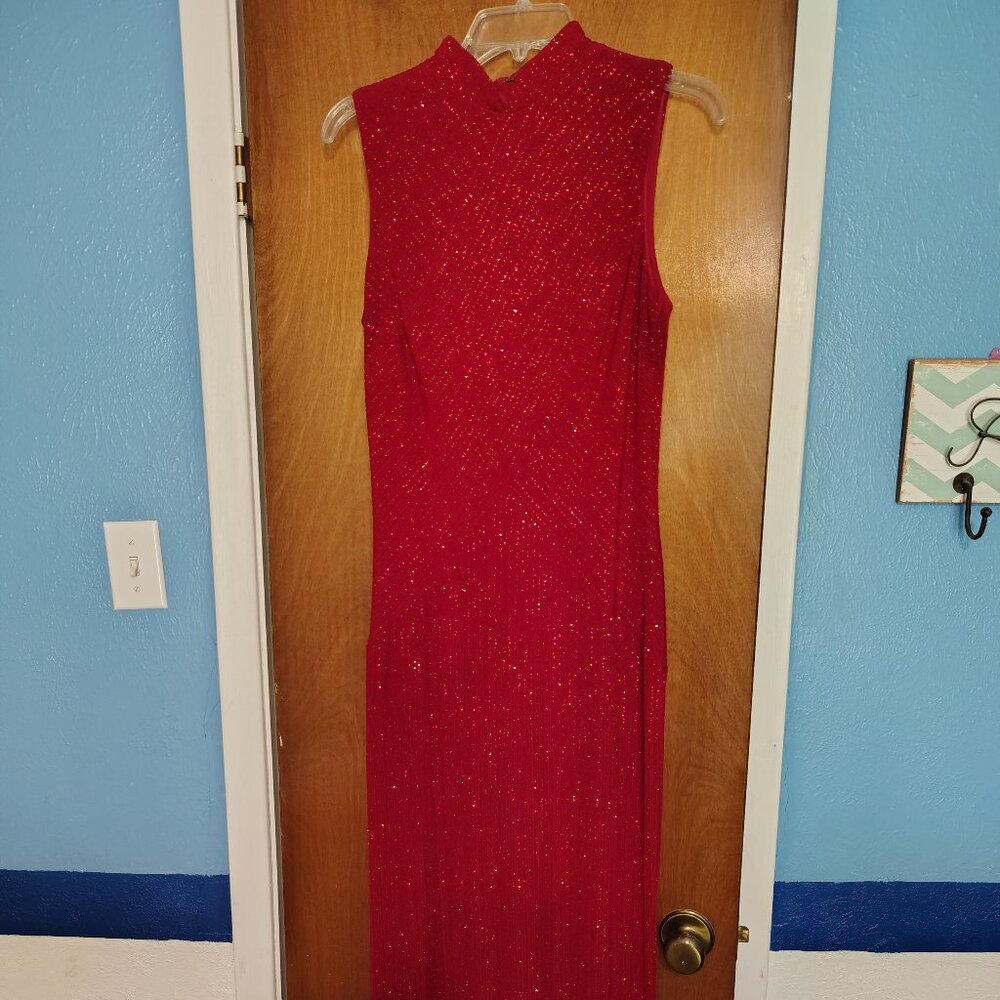 Alex Evenings Sparkly Red Contour Gown - Holidays, Christmas, New Year's, Prom